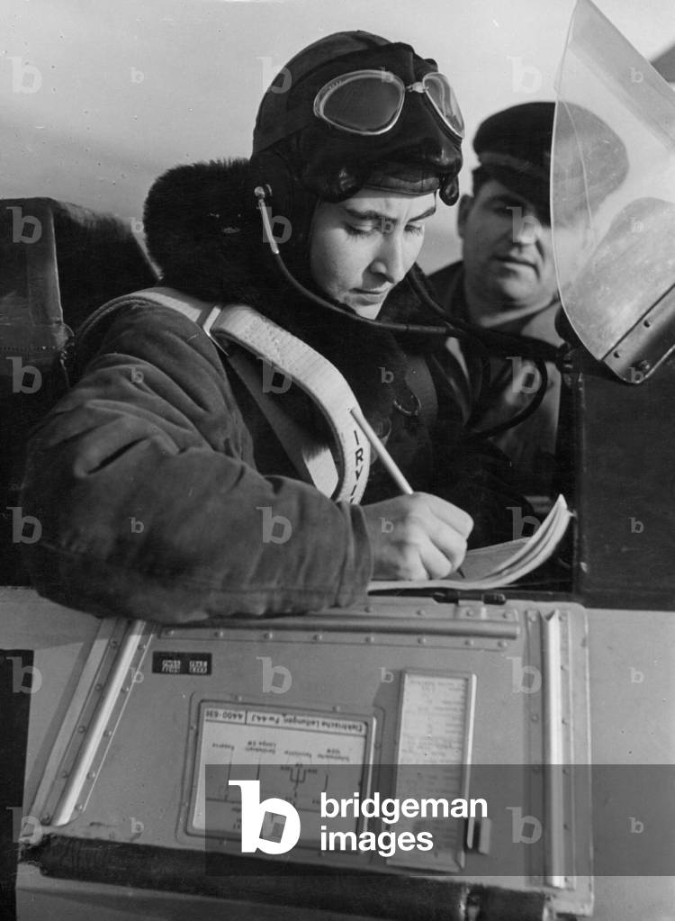 Turkish female pilot, 1939 (b/w photo)