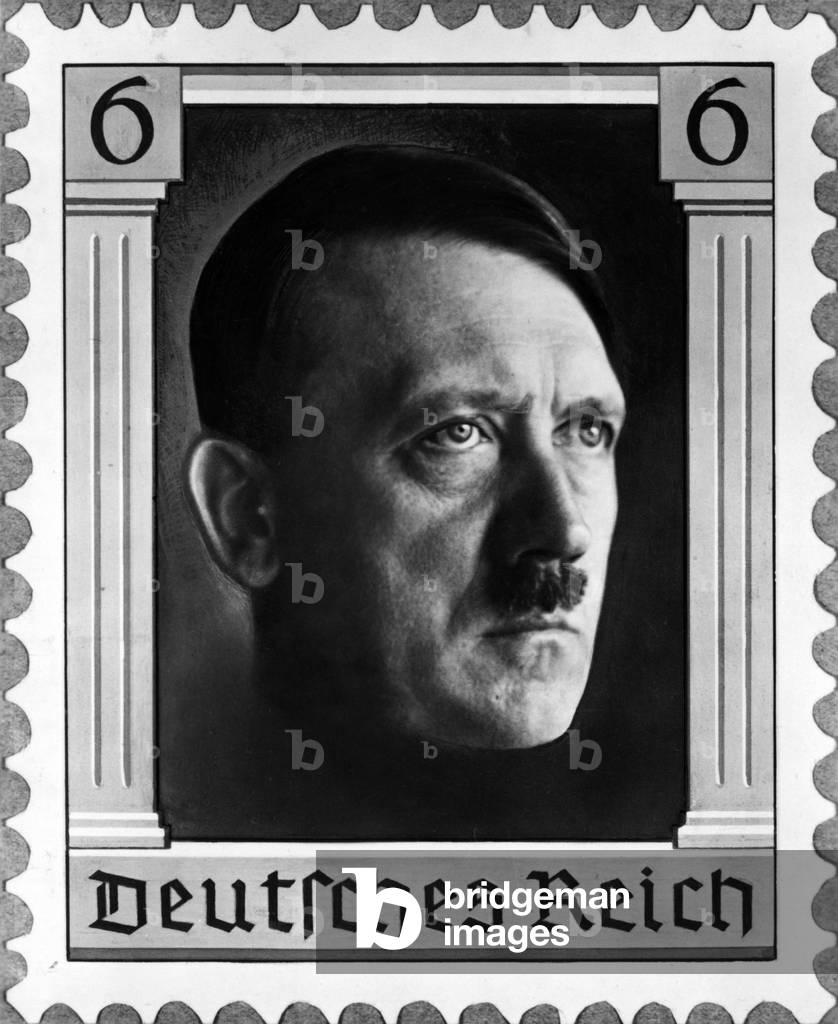 Adolf Hitler as stamp motif, 1937 (print)