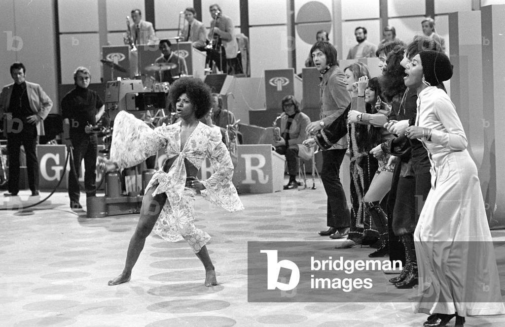 Band in the TV show 3x9, 1971 (b/w photo)