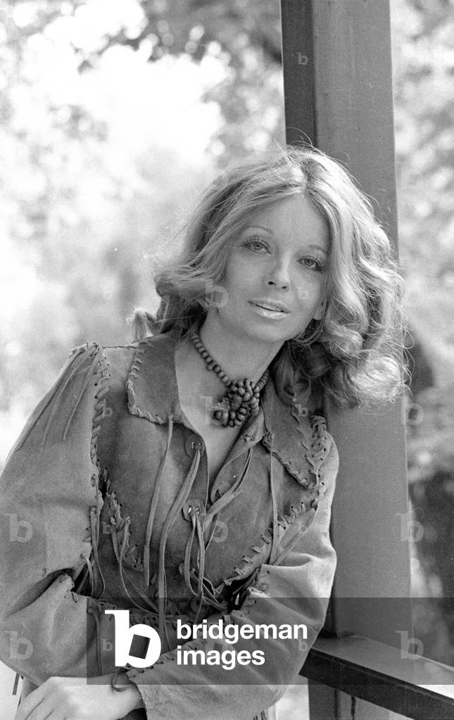 Model with fringed jacket, 1971 (b/w photo)