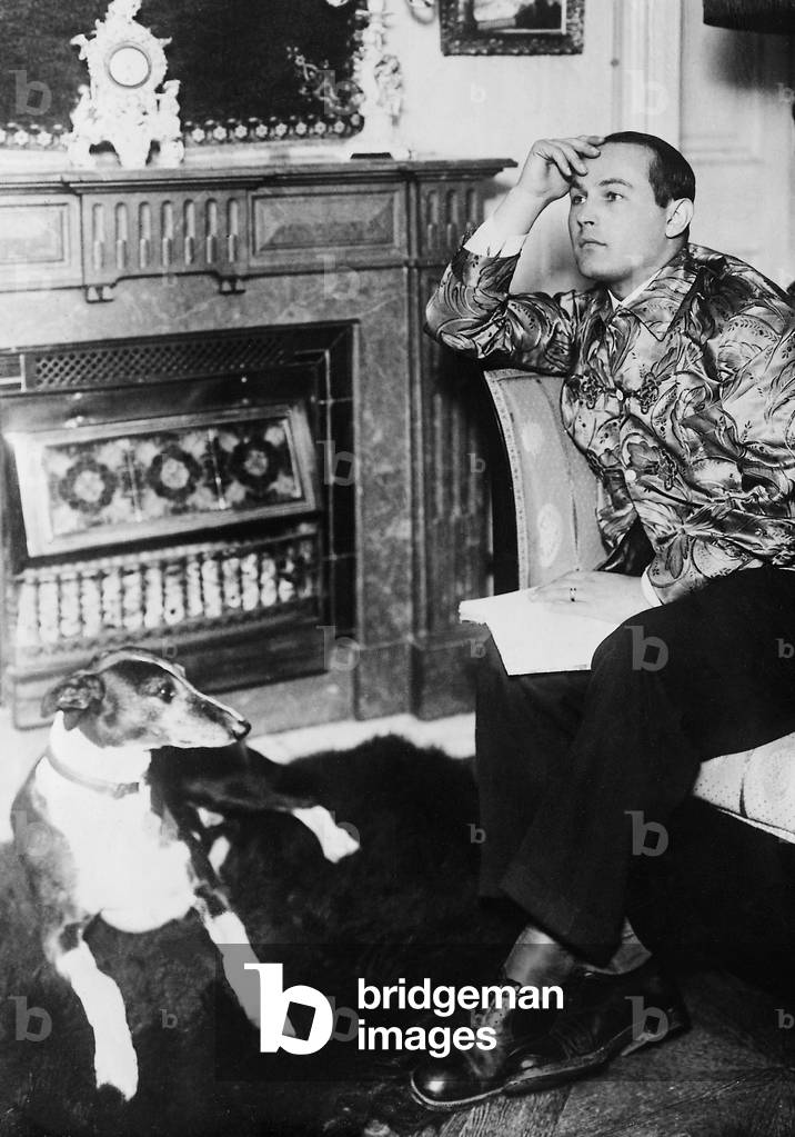 Jan Kiepura with his dog, 1935 (b/w photo)