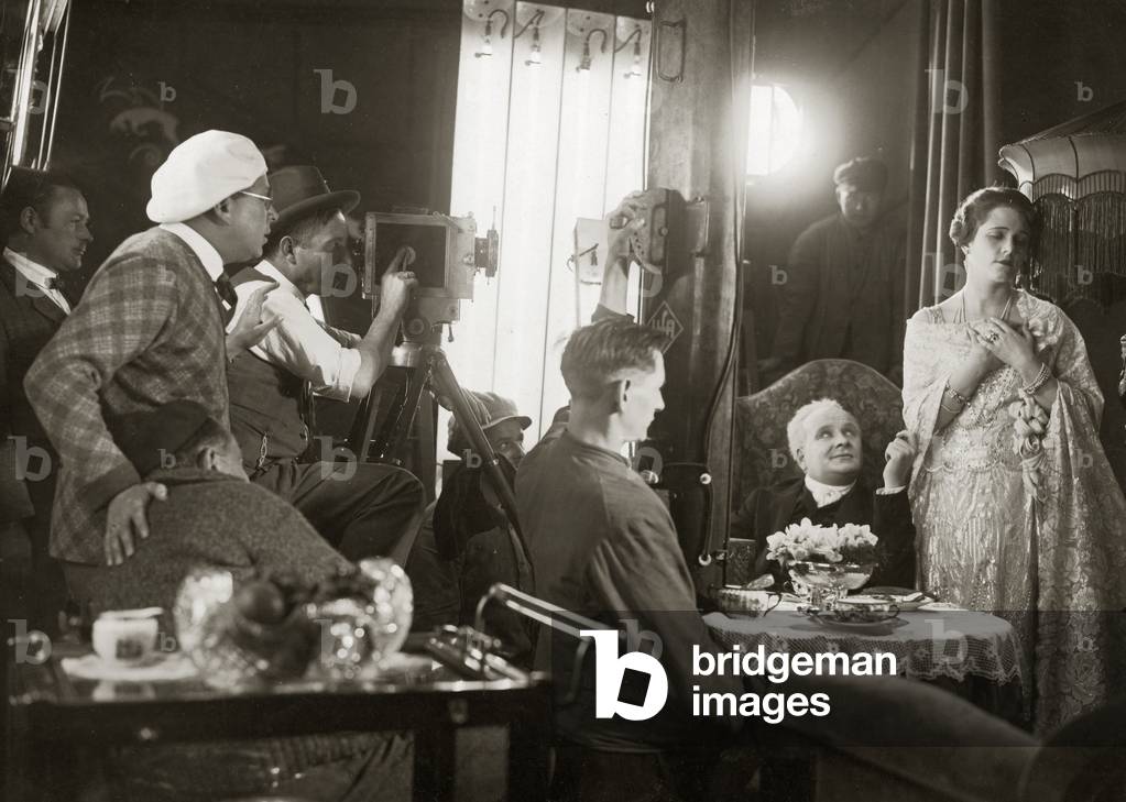 Filming a silent UFA movie, 1920 (b/w photo)
