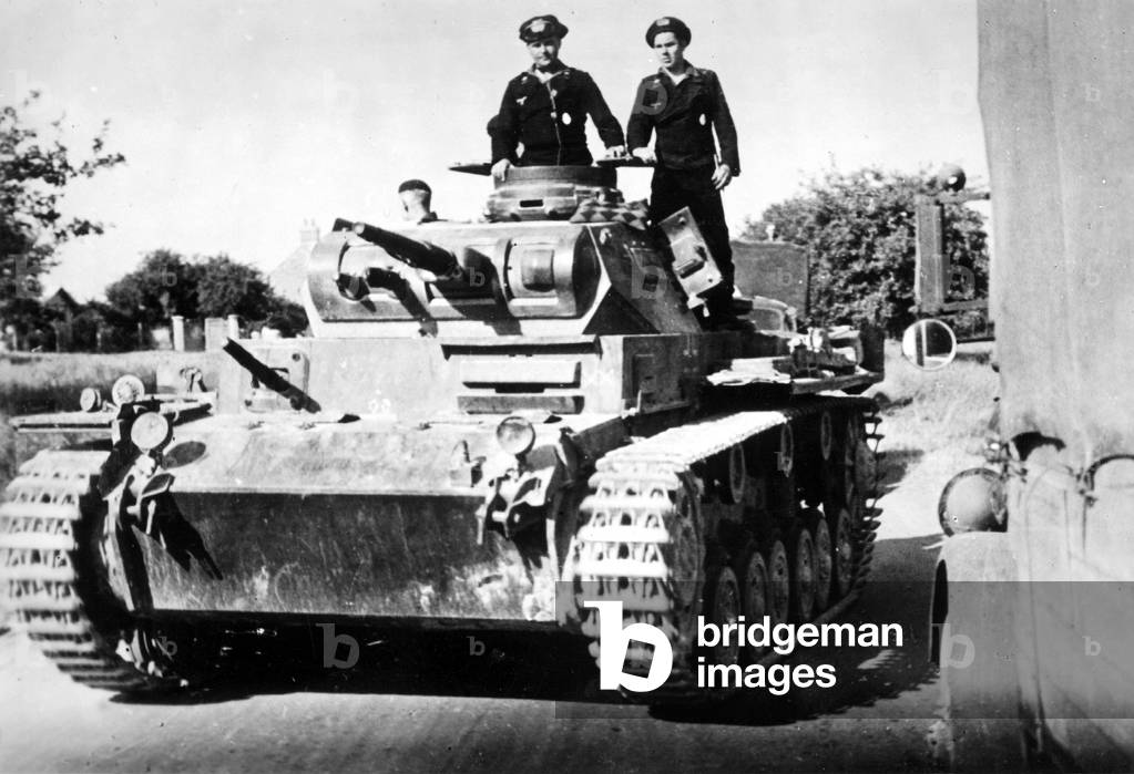 German panzer III E in France, 1940 (b/w photo)