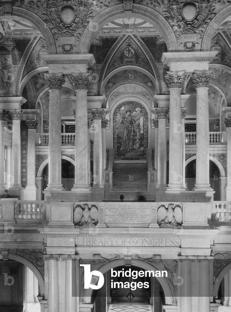 Lobby of the Library of Congress in Washington, 1930 (b/w photo)