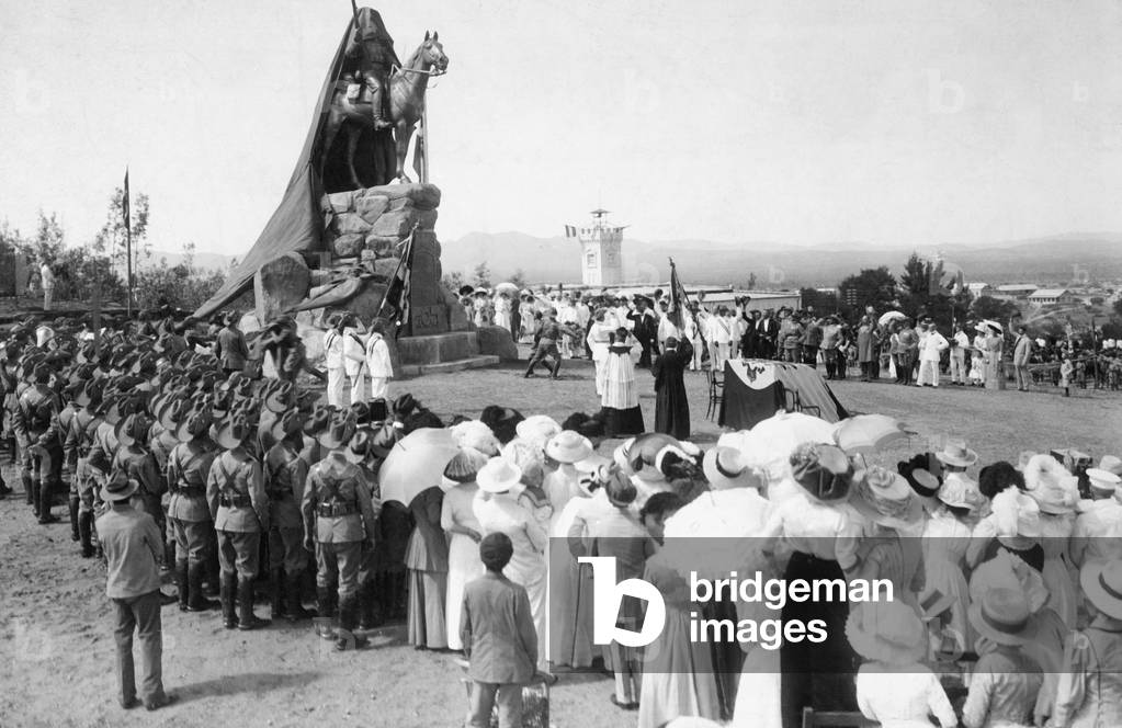 Unveiling of a war memorial in German Southwest Africa, 1912 (b/w photo)