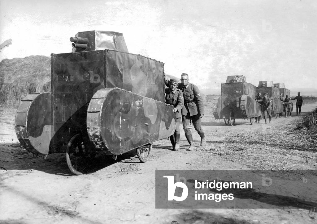 Dummy tanks of the army, 1828 (b/w photo)