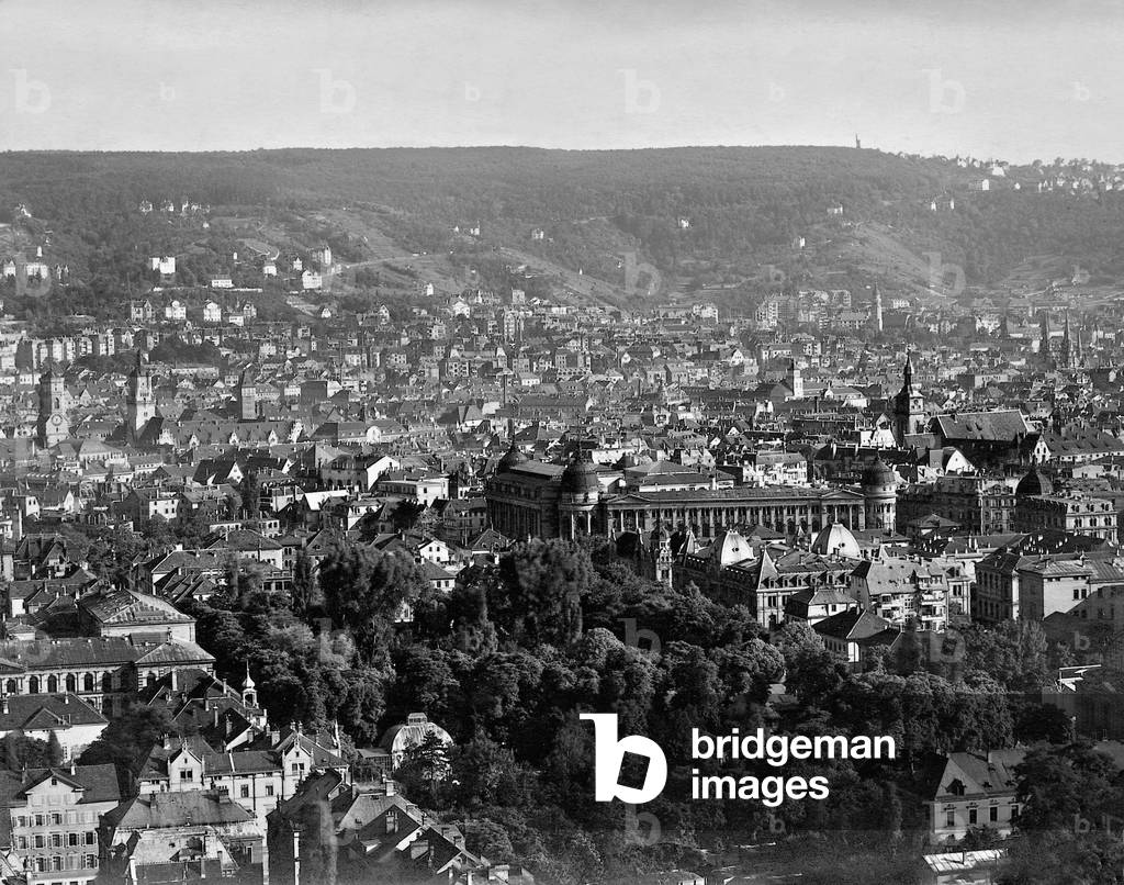 Panorama of Stuttgart (b/w photo)