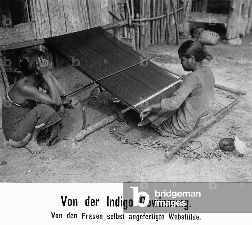 Indigo extraction in Indonesia, 1914 (b/w photo)