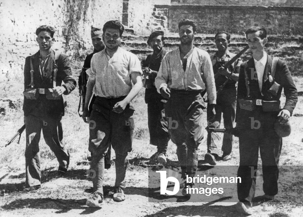 Arrested Spanish national soldiers are lead away, Zaragoza, 1936
