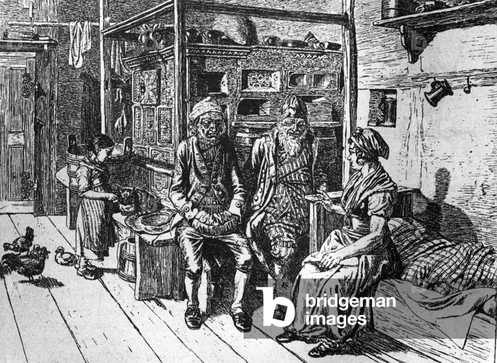 Franconian farmhouse parlor with two Jews, 1817