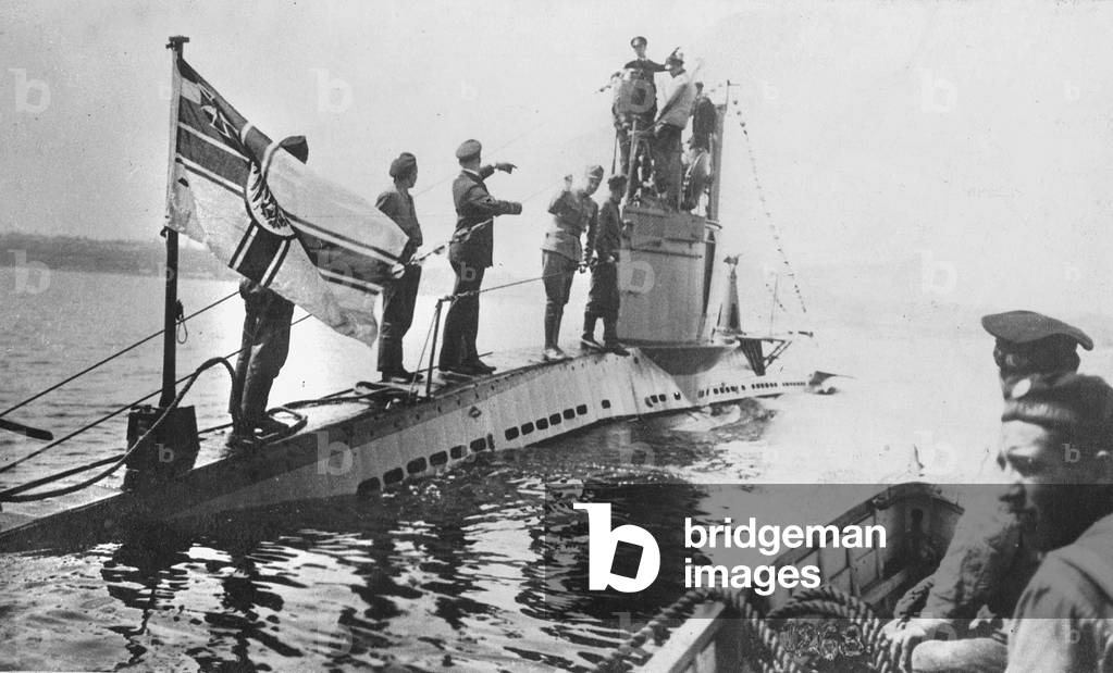 German U-boat in the Black Sea, 1918 (b/w photo)