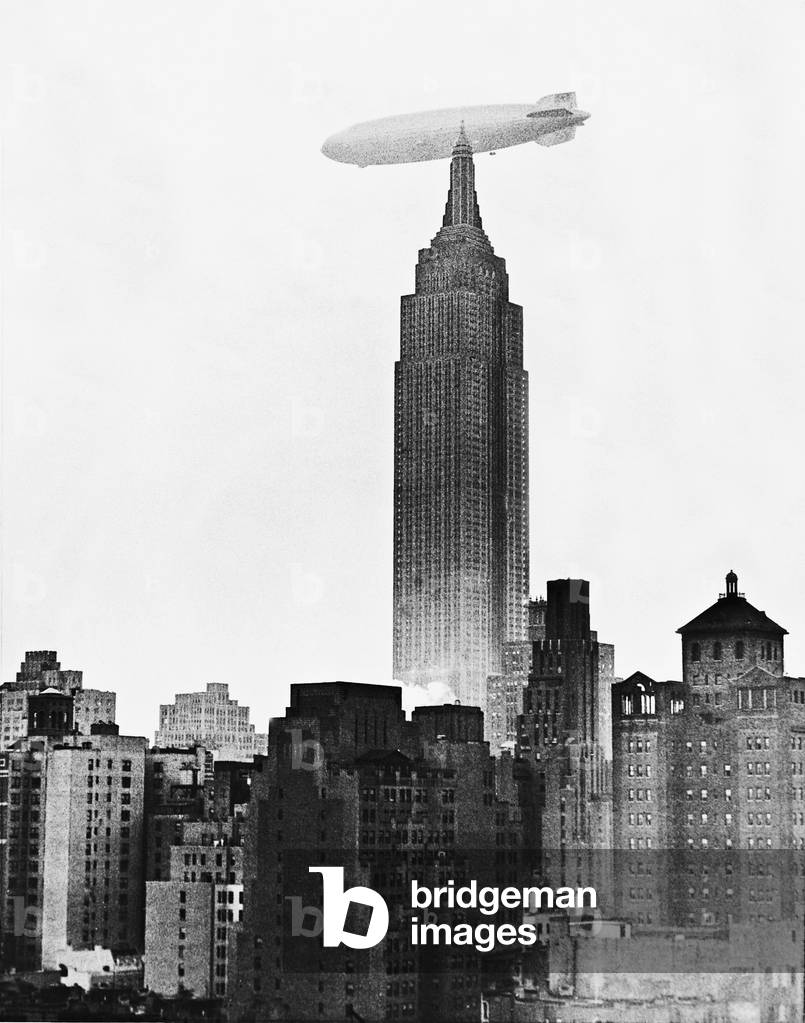 'Hindenburg' over the Empire State Building, 1936 (b/w photo)
