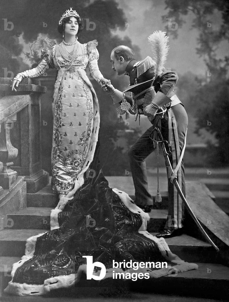 Guests of a costume ball in Paris, 1912 (b/w photo)