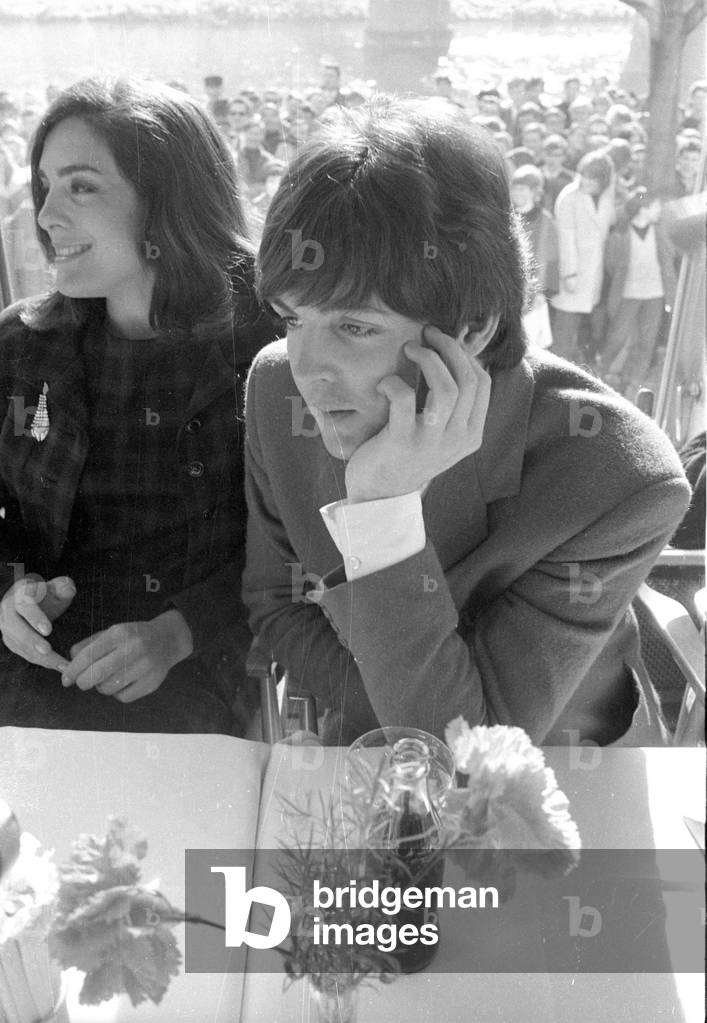 The Beatles in Salzburg, 1965 (b/w photo)