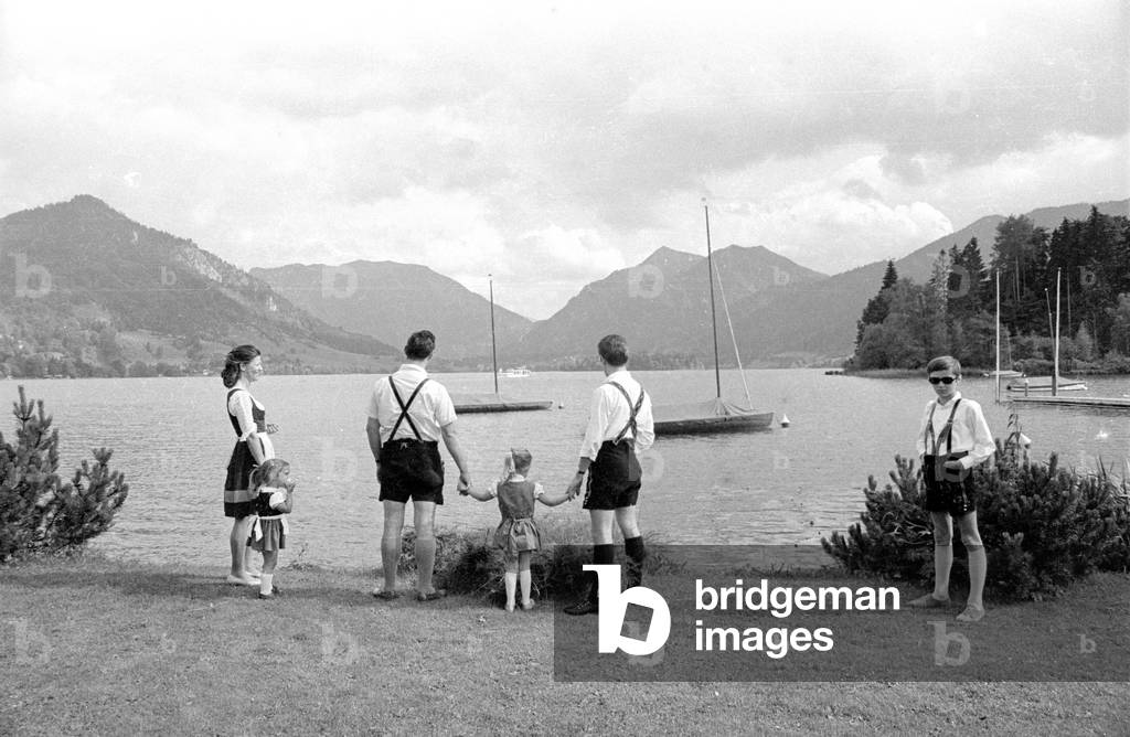 Family outing in Bavaria, 1971 (b/w photo)