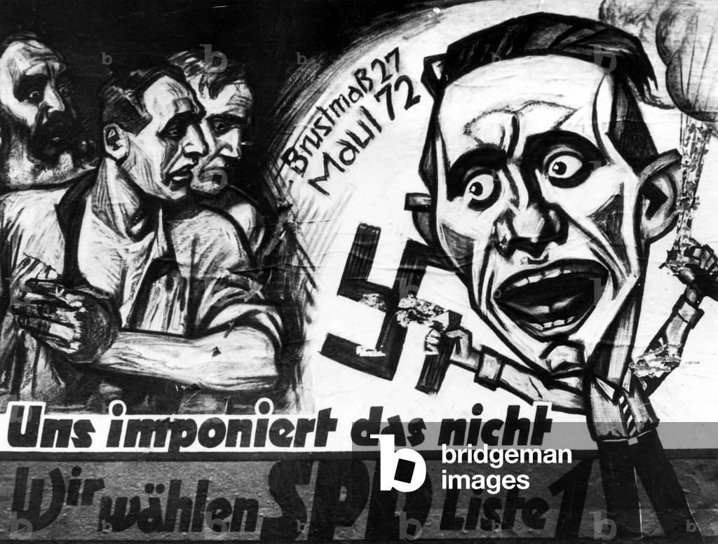 Election poster of the Social Democratic Party of Germany (b/w photo)