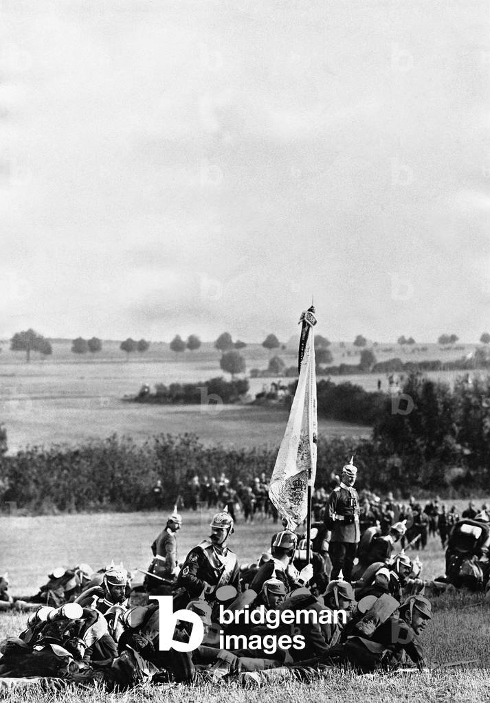 German troops on maneuvers, 1904 (b/w photo)