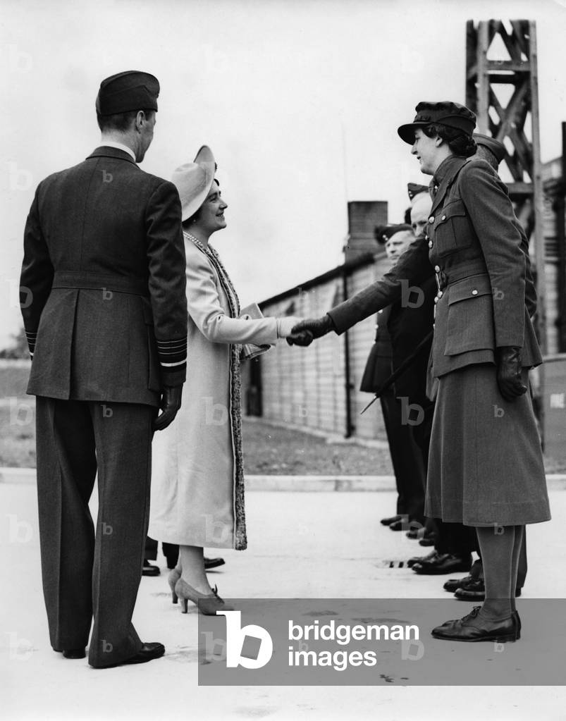 Queen Elizabeth and King George VI at the Balloon Barrage Display, 1939 (b/w photo)