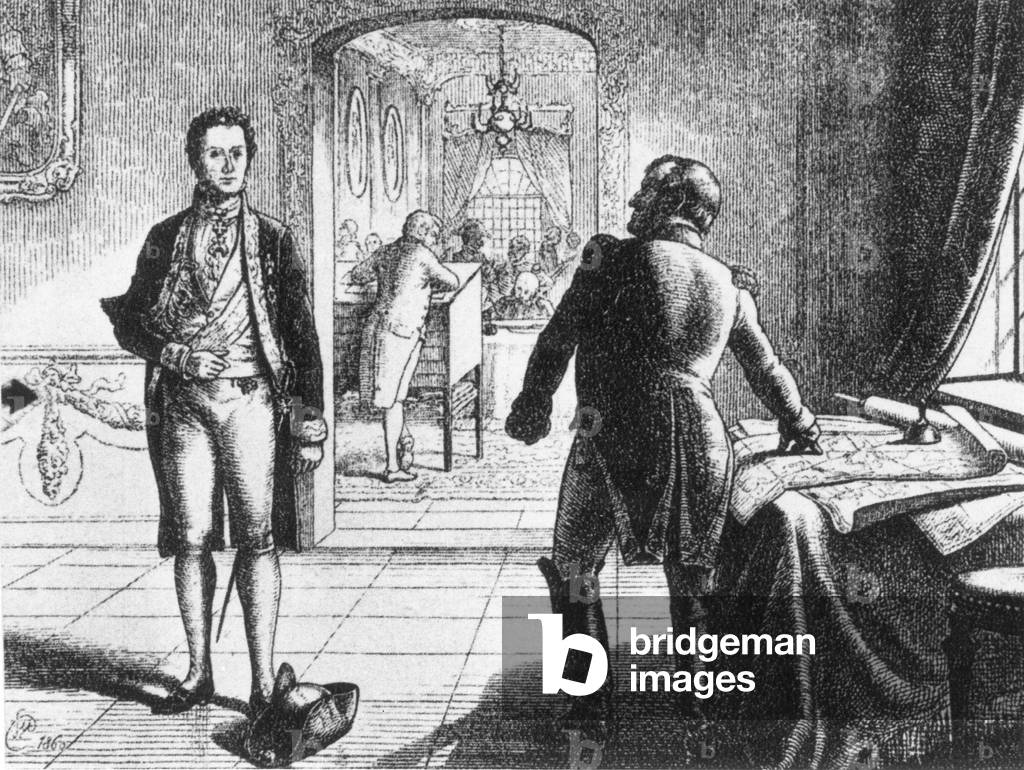 Prince Klemens Wenzel von Metternich and Napoleon I, 1813 (b/w photo)