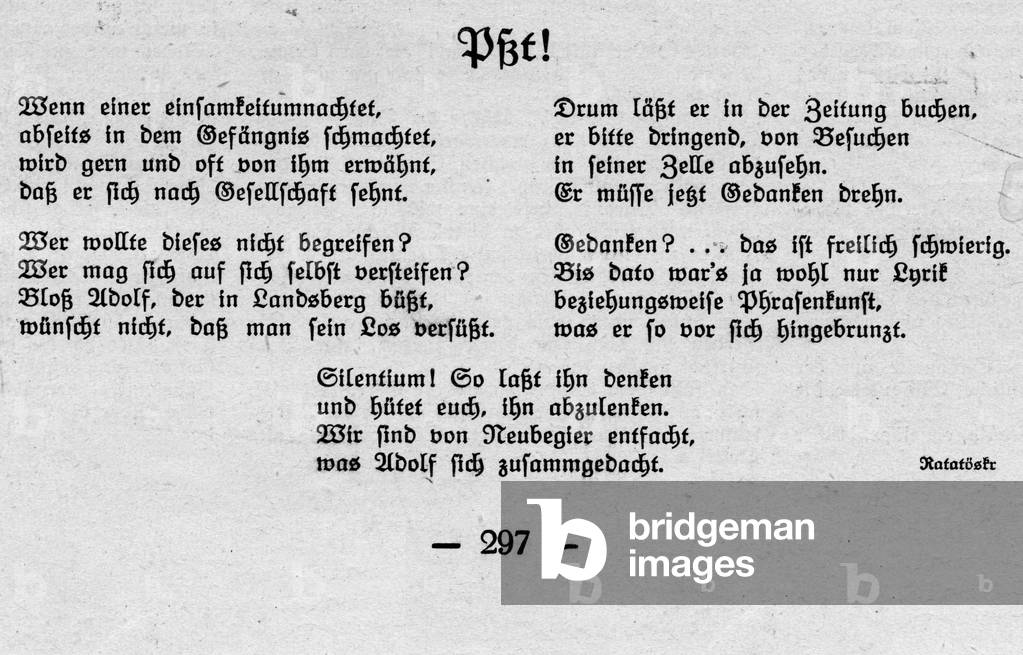 Satirical poem at Hitler's expense, 1923-25 (print)