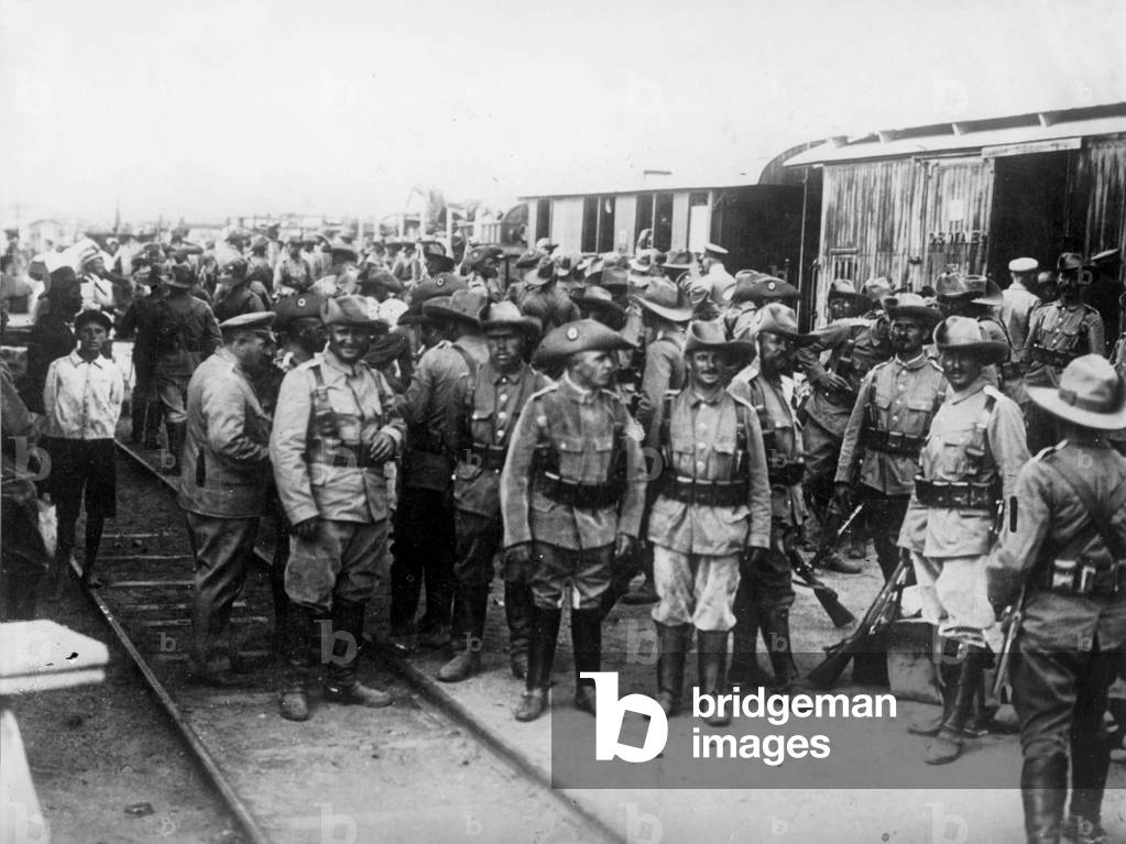 German colonial troops in German Southwest Africa, 1916 (b/w photo)