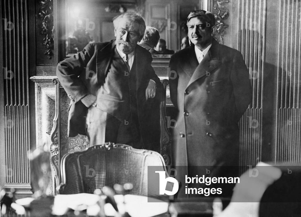 Aristide Briand with Pierre Laval in Quai d'Orsay, 1932 (b/w photo)