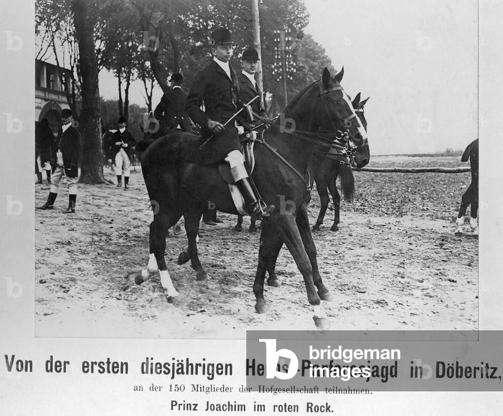 Prince Joachim of Prussia at the par force hunt in Doeberitz, 1911