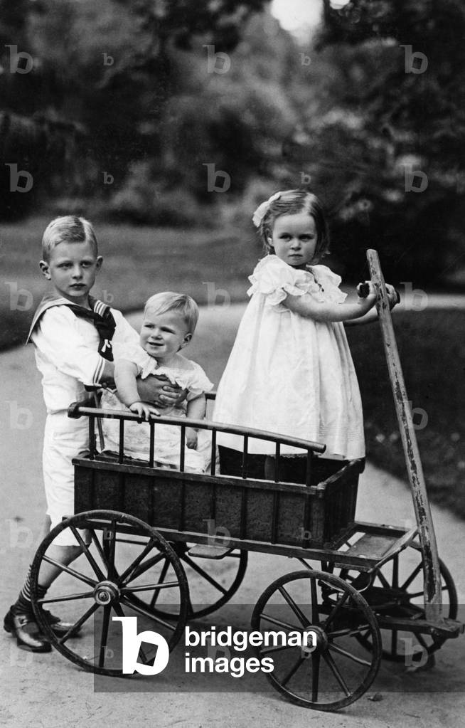 The children of the Grand Ducal couple of Oldenburg, 1904 (b/w photo)