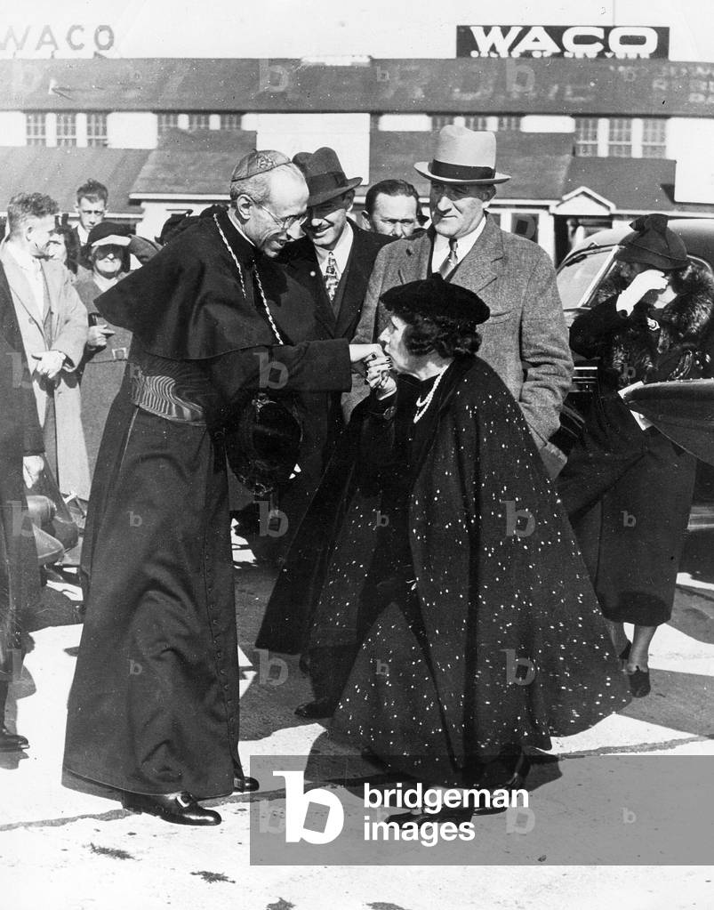 Cardinal Eugenio Pacelli, later Pope Pius XII, on a trip through the United States, 1936 (b/w photo)
