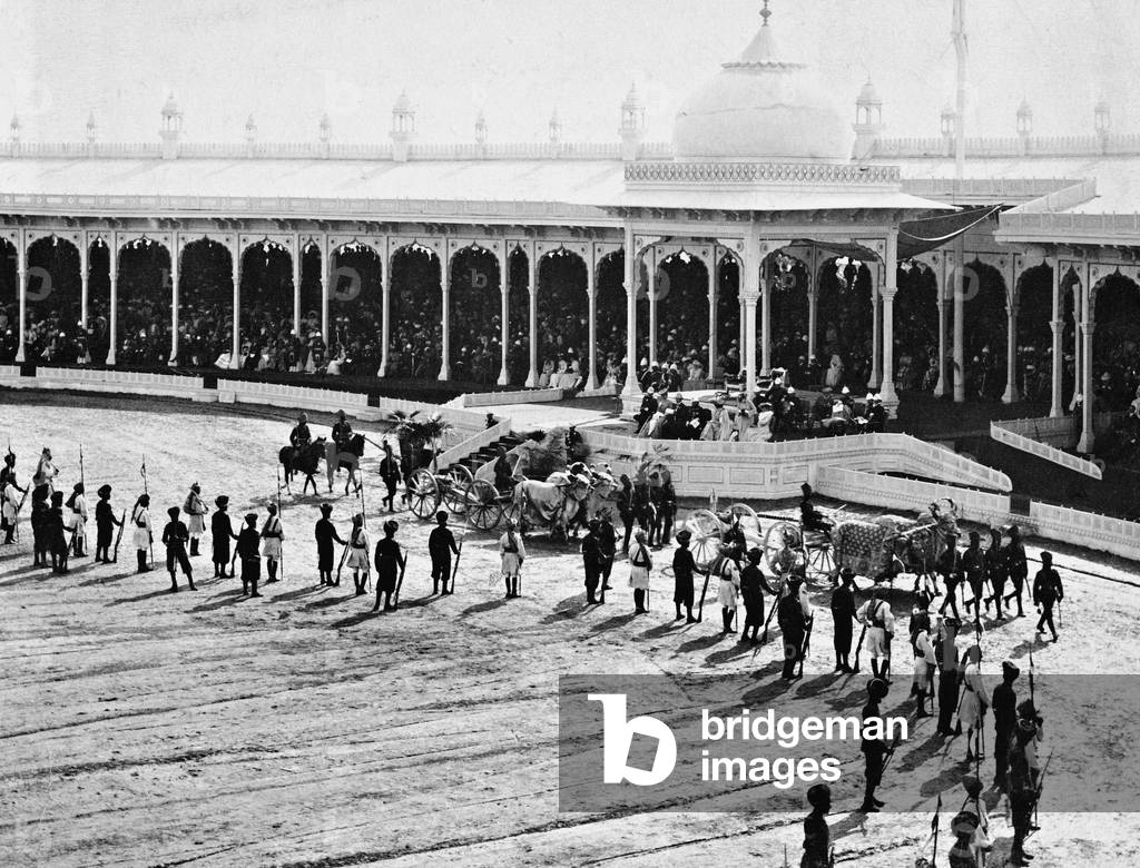 Military review of the Maharaja of Baroda (b/w photo)