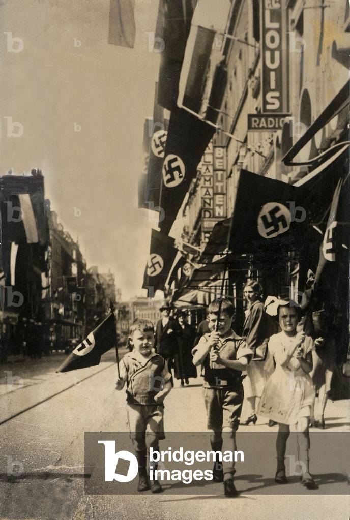 Children with Swastika Flag (photo)