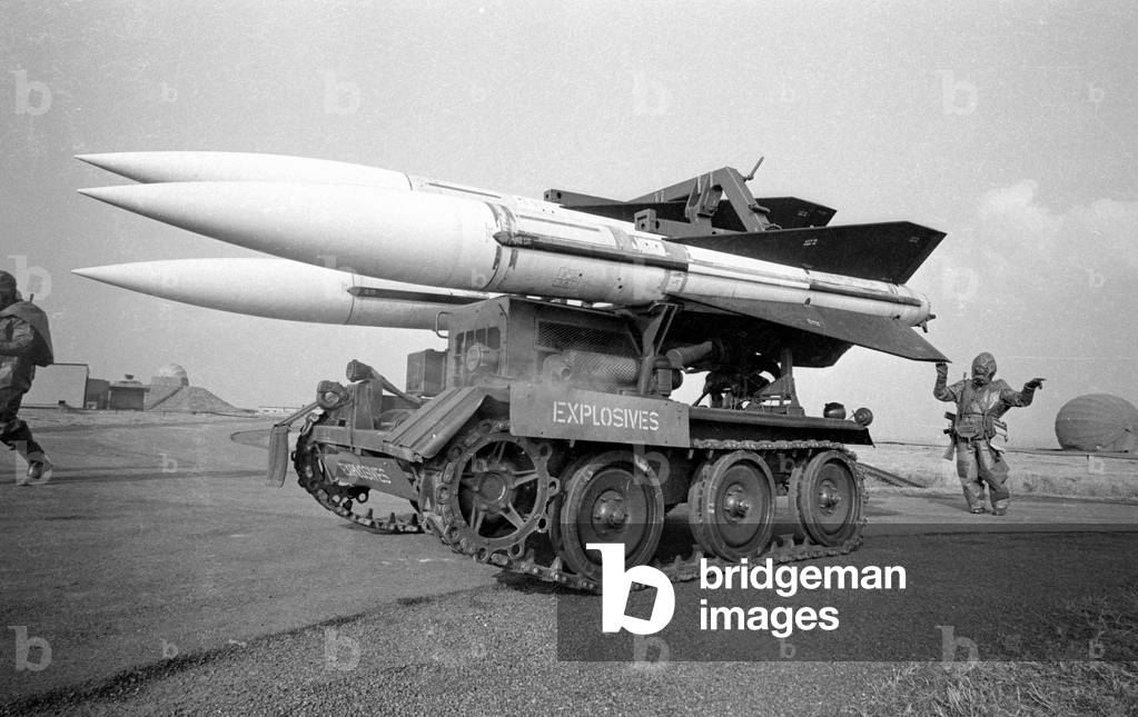 FlaRak (Air Defence Missile) group in Delmenhorst, around 1970 (b/w photo)