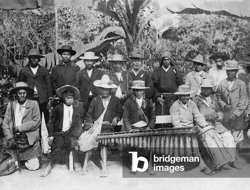 Indian music band, 1911 (b/w photo)