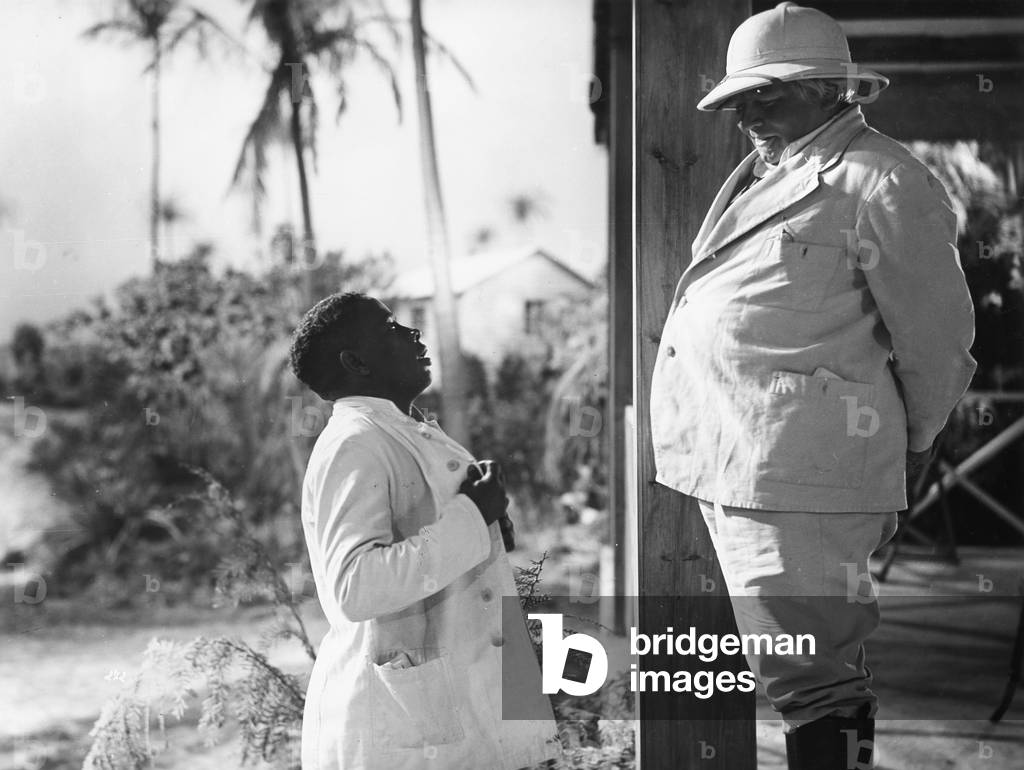 Colonial master in a film in the 1930s (b/w photo)
