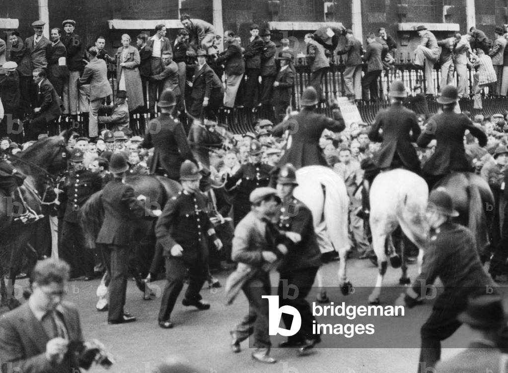 Riots in London, 1937 (b/w photo)