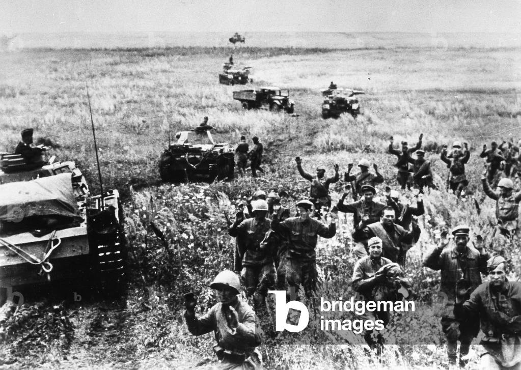 Russian prisoners on the Eastern Front, 1941 (b/w photo)