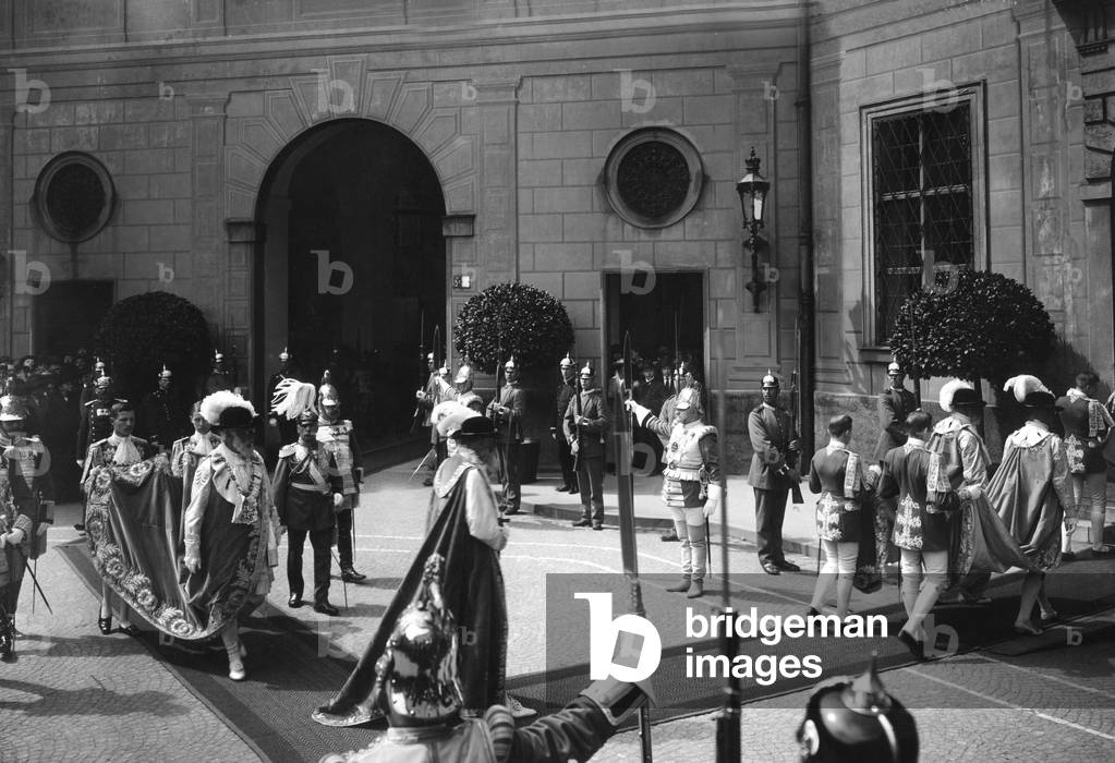 King Ludwig III. of Bavaria at the Georgi Knight Festival in Munich, 1901 (b/w photo)