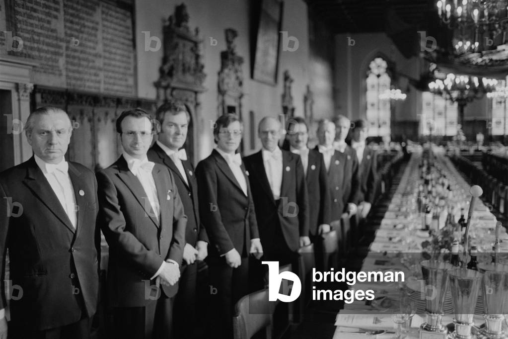 Schaffermahlzeit in Bremen's Town Hall (b/w photo)