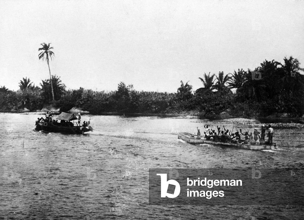 Transport of native inhabitants in German East Africa, 1916 (b/w photo)