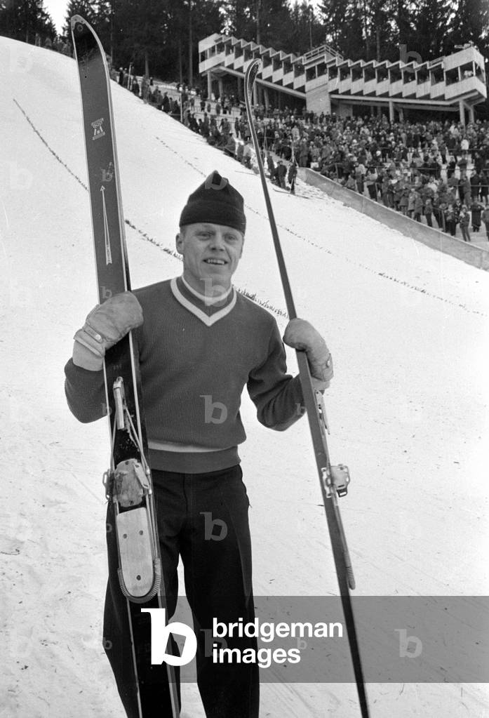 Four Hills Tournament 1963/64: individual jumping in Innsbruck, 1964 (b/w photo)