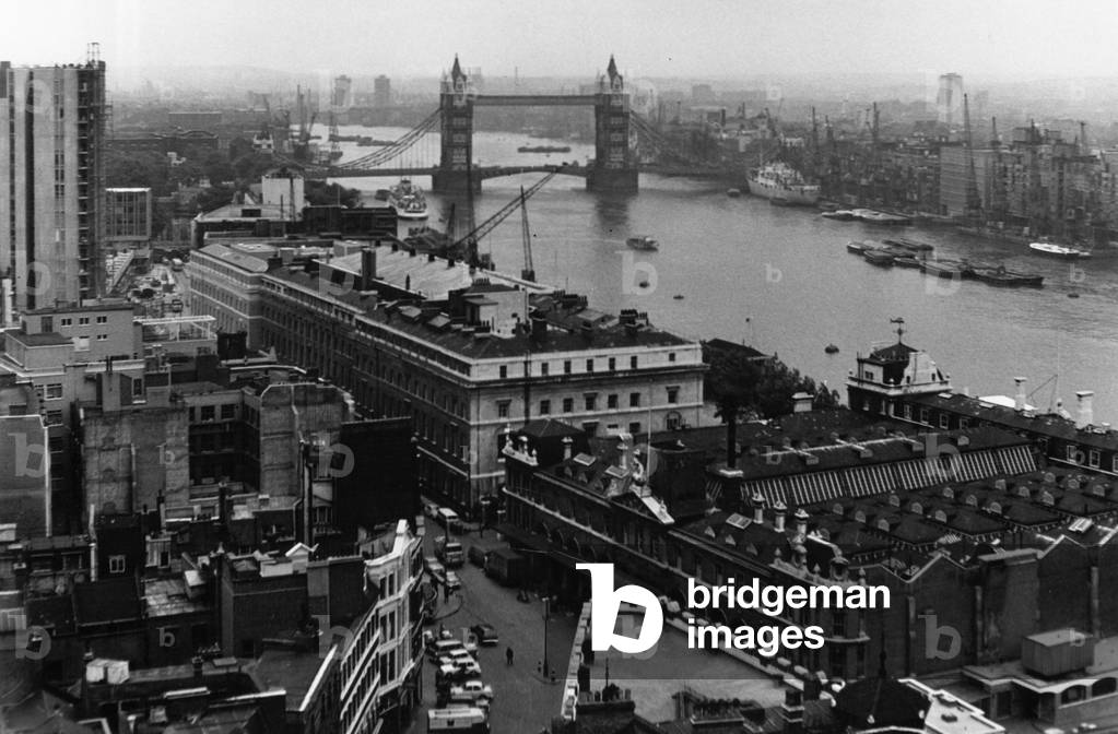 View from the Shell Centre in London, 1967 (b/w photo)