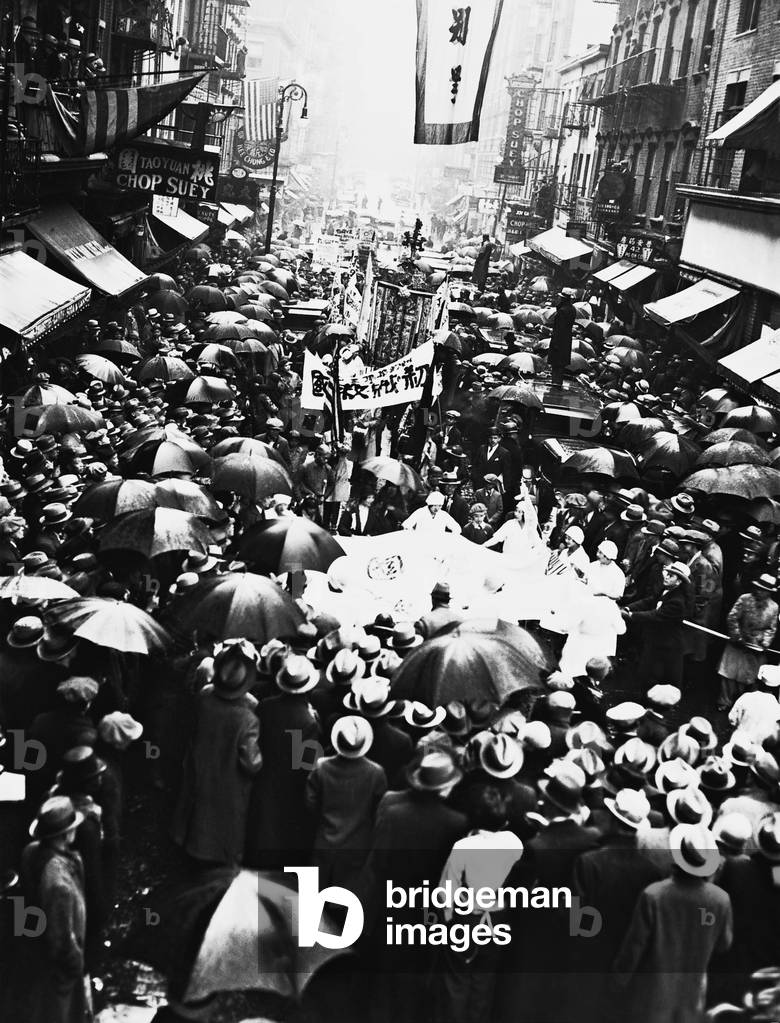 Parade in Chinatown, 1932 (b/w photo)