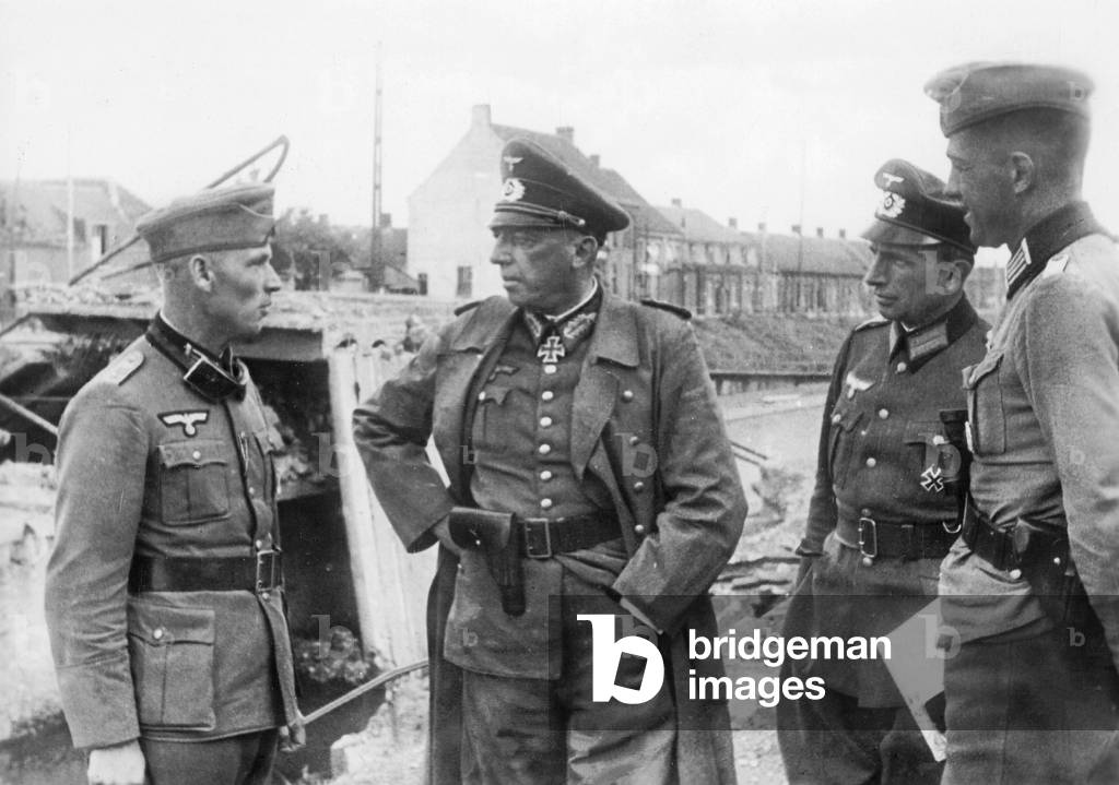 General Georg von Kuechler with officers in France, 1940 (b/w photo)