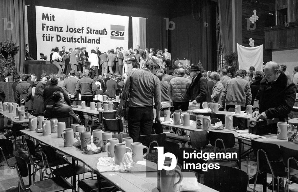 Event of the CSU in the Nibelungenhalle in Passau, 1980 (b/w photo)