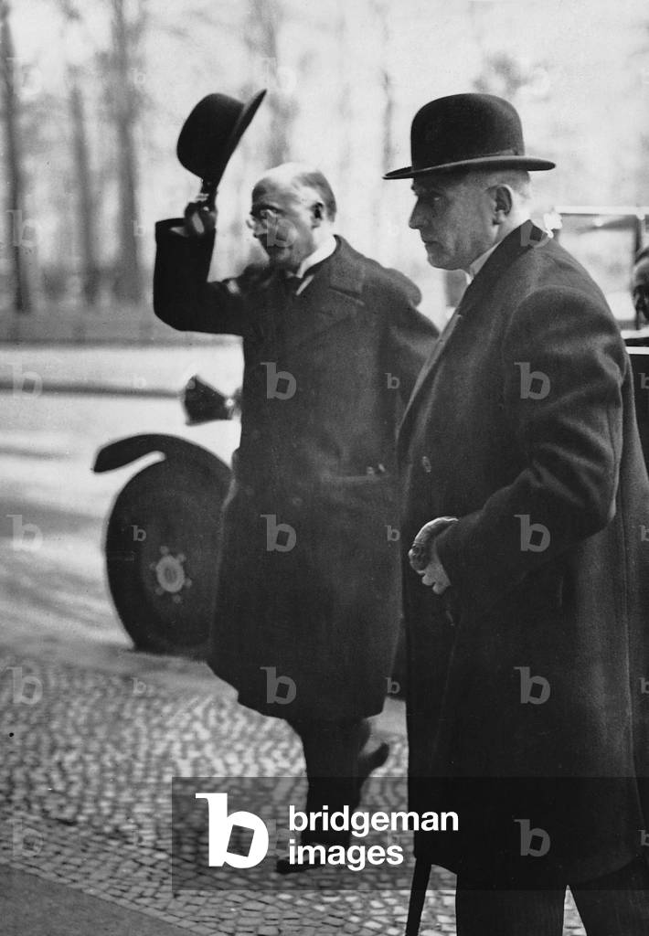 Heinrich Bruening on the way to the Reichstag, 1932 (b/w photo)