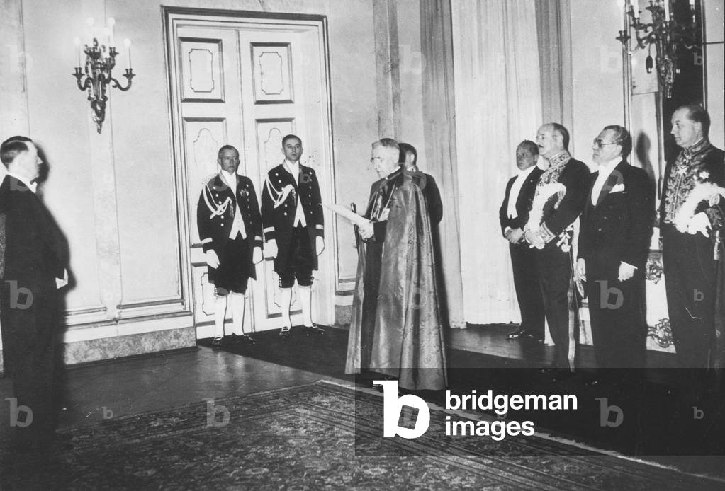 Papal Nuncio Osenigo at Adolf Hitler's New Years Reception , 1938 (b/w photo)