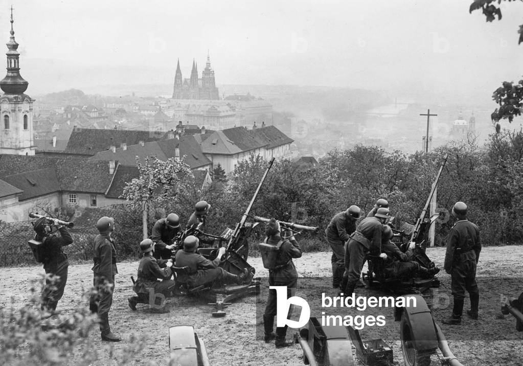 German troops in Prague, 1939 (b/w photo)