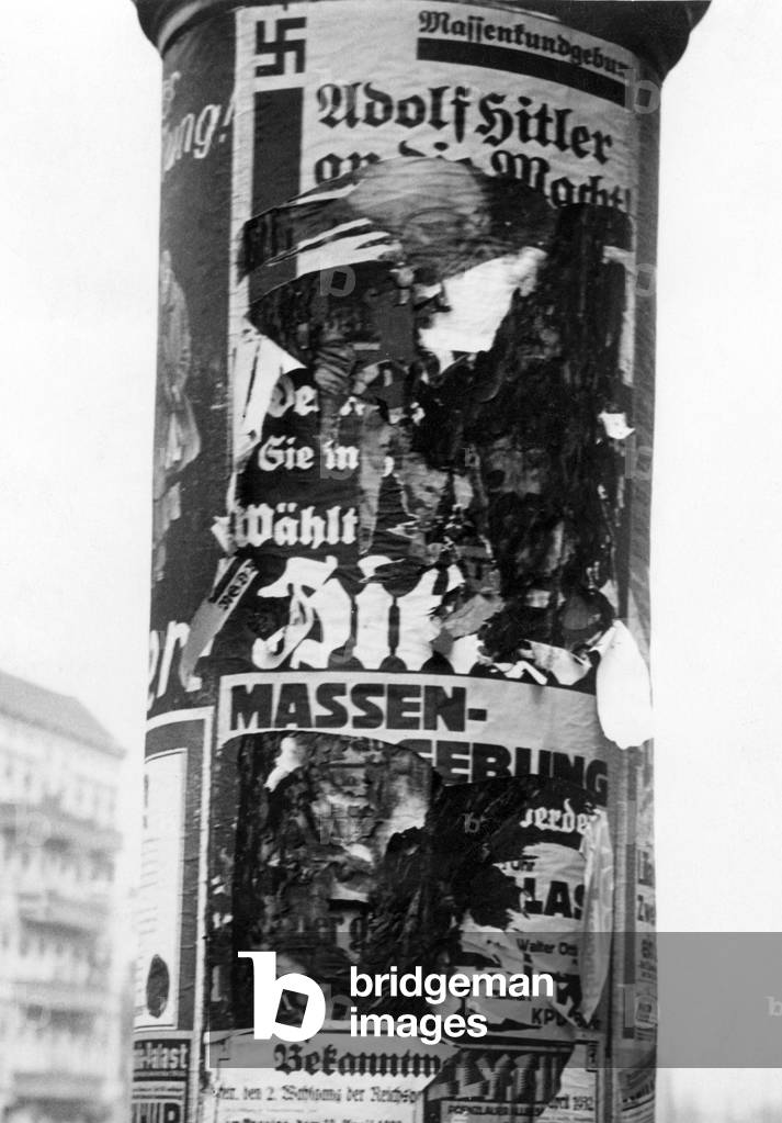 Burnt election poster of the NSDAP, 1932