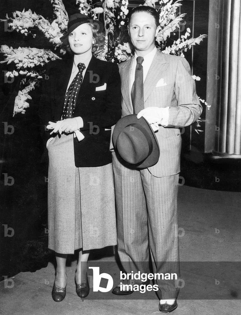 Marlene Dietrich and Rudolf Sieber in Hollywood (1934) (b/w photo)