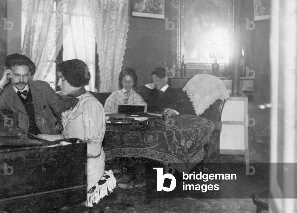 Russian students, 1906 (b/w photo)